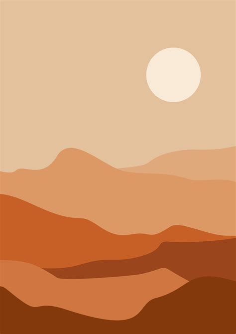 Abstract Contemporary Aesthetic Background With Desert Mountains Sun