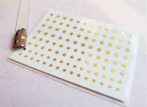 Gold Foil Star Nail Decals Metallic Tiny Star Nail Stickers Etsy