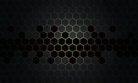 Abstract Black And Gold Honeycomb On Dark Background 7717952 Vector