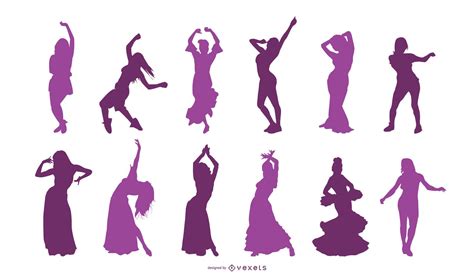 Dancing Girls Silhouettes Vector Download