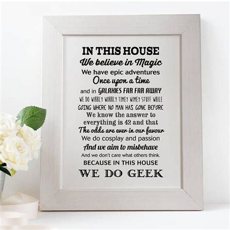 In This House We Do Geek White Typography Quote Framed Art Typography