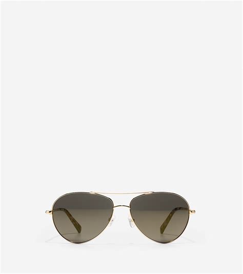 Modern Metal Aviator Sunglasses In Gold Cole Haan