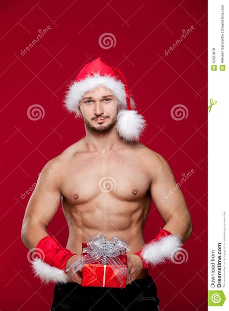De Sexy Kerstman Heeft Verrassing Voor U Stock Afbeelding Image Of