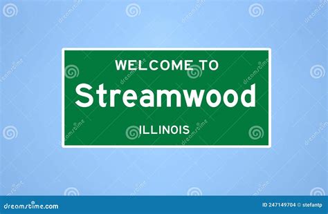 streamwood illinois city limit sign town sign from the usa stock illustration illustration