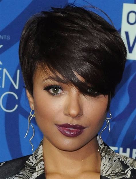 Natural Short Pixie Side Bangs Haircuts For African