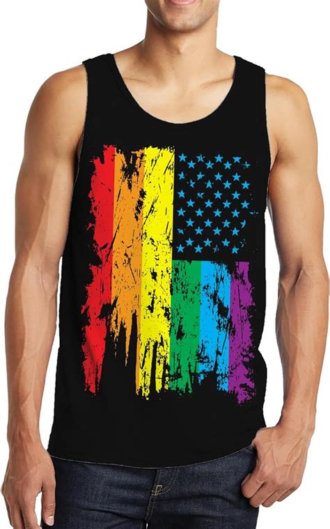 Spiritforged Apparel Gay Pride American Flag Men S Tank Top Amazon Ca