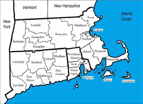 The 27 Counties In The States Of Connecticut M Assachusetts And Rhode