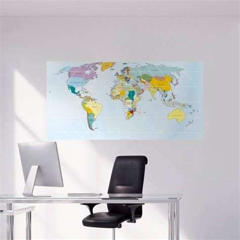 Rectangular World Map World Map Office Map Decals World Etsy México