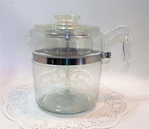Vintage Pyrex Clear Glass Stove Top Percolator Coffee Pot 6 9 Etsy Pyrex Vintage Percolator