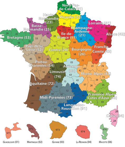 5 départements de france d'outremer. code departement france - Les departements de France