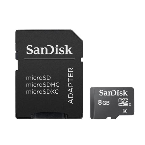 Sandisk Microsdhc 8gb Memory Card With Sd Adapter Sdsdq008ga46a The