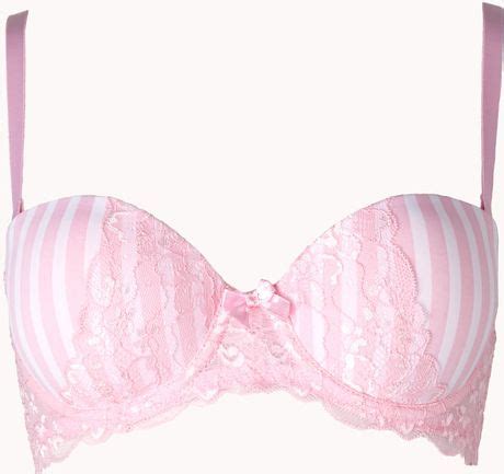 Forever 21 Moderate Striped Pushup Bra In Pink PINK WHITE Lyst