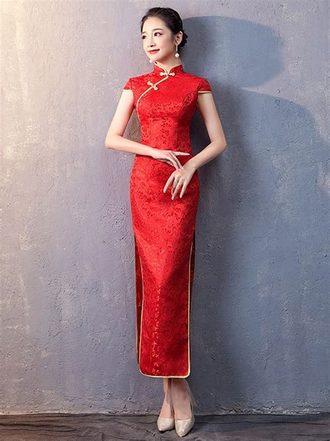 Traditional Chinese Long Red Cheongsam Qipao Ubicaciondepersonascdmx
