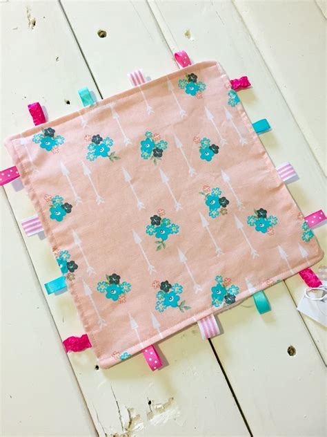 Pink Arrow And Flower Taggie Blanket Pink Arrow Tag Blanket Etsy