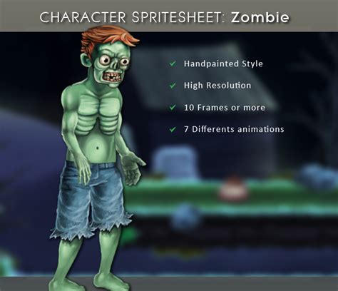 Character Spritesheet Zombie Gamedev Market
