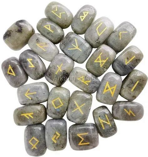 Rune Stones Tumbled Engraved Lettering Crystal Set Healing Chakra Reiki