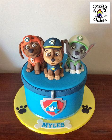 Paw Patrol Cake With Chase Rocky And Zuma Handmade Toppers Paw Patrol
