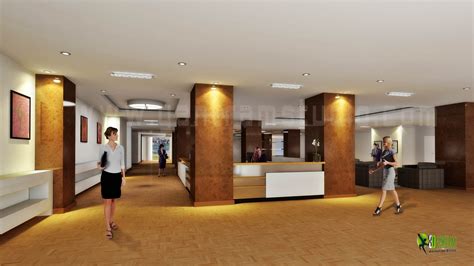 Commercial Office Lobby Interior Design View 3d Architectural Rendering