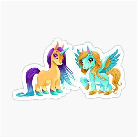 Kawaii The Unicorns Pegasus And Baby Sticker By Misterperseo Redbubble