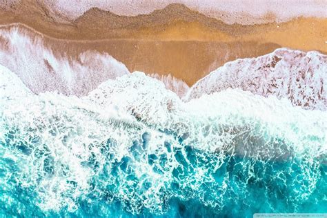 Drone Photography Ocean Beach Waves Ultra Hd Desktop Background