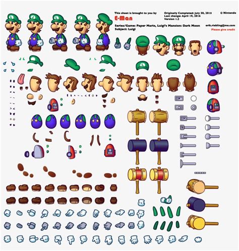 Paper Luigi Sprite Sheet