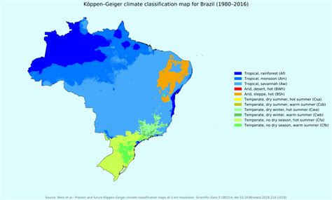 Köppengeiger Climate Classification Map For Brazil 1980 2016