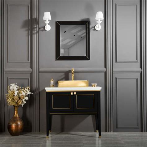 H single vanity cabinet only in black onyx with satin nickel hardware. Trenton 36 inch Black / Silver Bathroom Cabinet | Vanity Sale