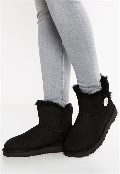 ugg mini bailey button bling classic ankle boots black zalando ie
