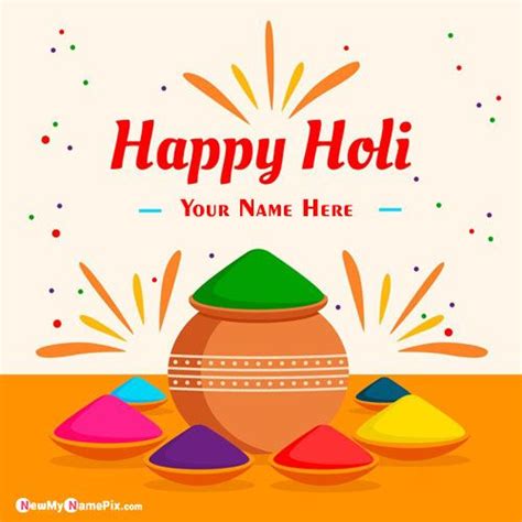 Festival Holi Greeting With Name Wishes Card Download Free