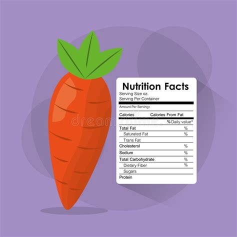 Nutrition Facts Of Carrot Label Content Template Stock Vector