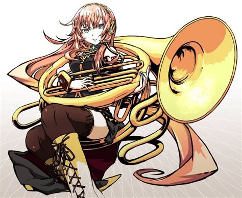 An Anime Playing A Golden Sousaphone Anime Drawing Reference Poses