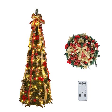 Buy Vingli 6ft Pre Lit Pop Up Christmas Tree With Lights Pre Decorated