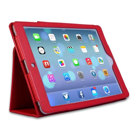 Caseflex Ipad Air Textured Leather Effect Stand Cover Red