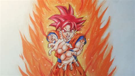 Drawing Goku Super Saiyan God Youtube