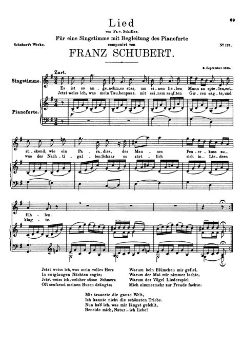 Schubert Franz Lied D Sheet Music For Voice Notes Com