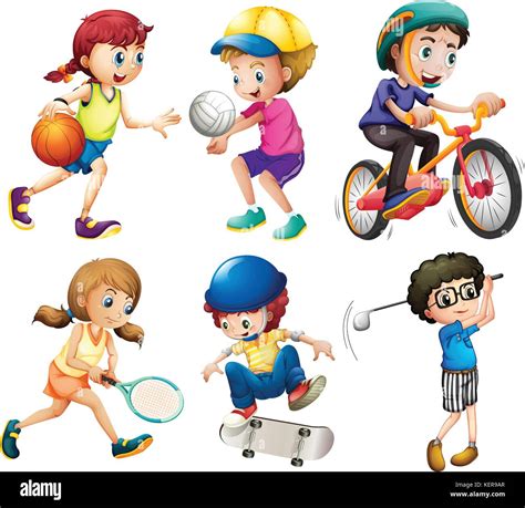 Illustration Of Children Playing Sports Stock Vector Image And Art Alamy