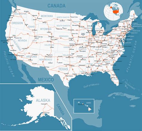 Usa comprises 50 states and a federal district. Map of North America | Maps of the USA, Canada and Mexico