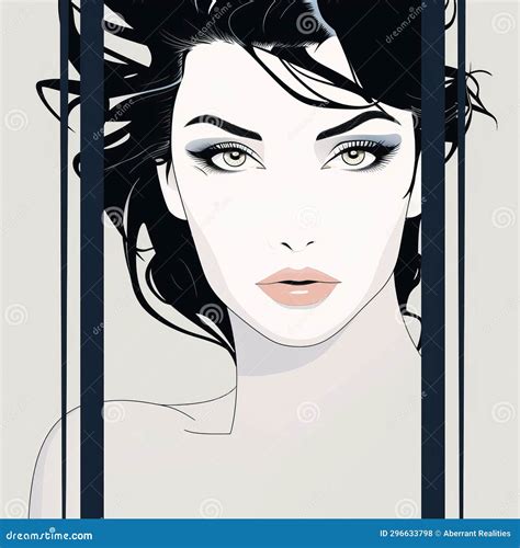 an illustration of a woman with black hair and blue eyes stock illustration illustration of