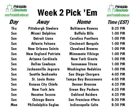Have a nice day, and let's take football to the xtreme! Top Nfl Pick Em Printable | Weaver Website