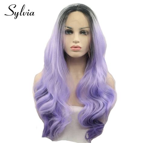 Sylvia Light Purplepurple Ombre Body Wave Synthetic Lace Front Wigs