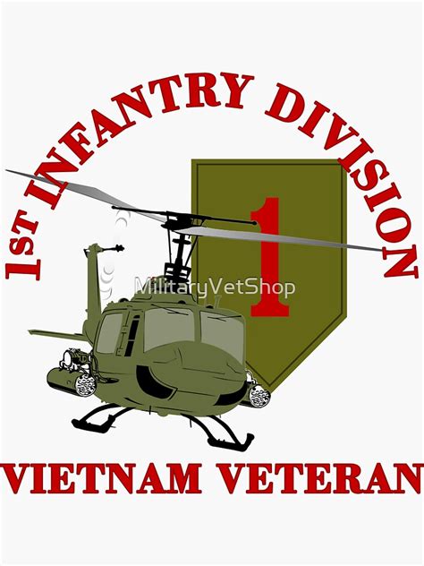 1st Infantry Division Vietnam Veteran Uh 1 Gunship Sticker For Sale