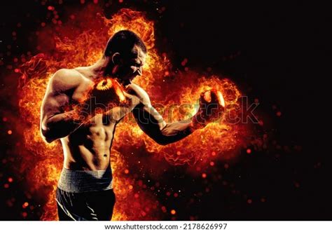 Fighter Man Punching Fire库存照片2178626997 Shutterstock