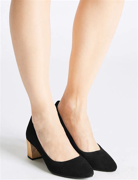 Suede Block Heel Court Shoes Mands Collection Mands Heels Suede Block Heels Staple Shoes