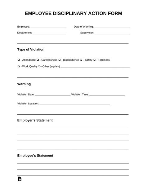 Free Printable Disciplinary Action Form
