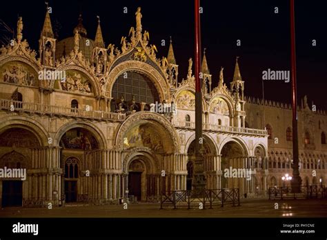 West Front Of The Basilica Di San Marco And The Palazzo Ducale At Night