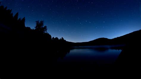 Download Wallpaper 3840x2160 Lake Dark Night Starry Sky