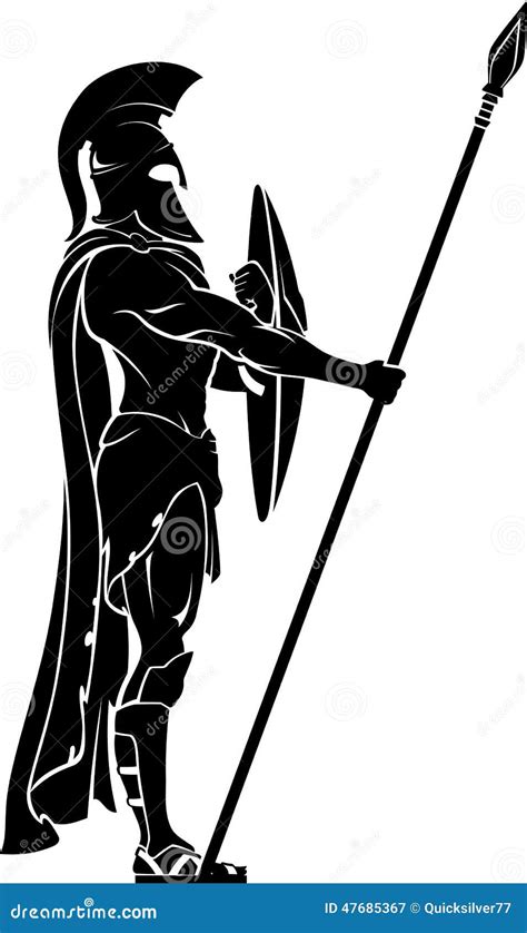 Spartan Warrior On Guard Stock Illustration Illustration Of Silhouette