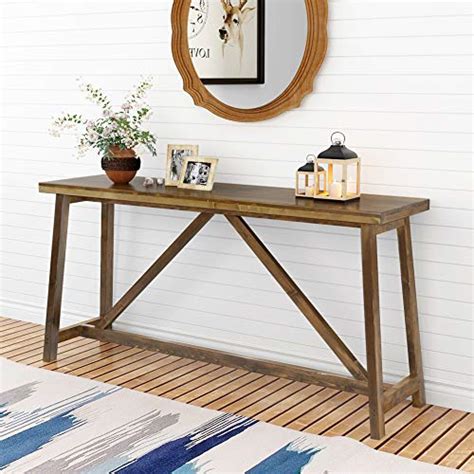 Tribesigns 59 Inches Extra Long Rustic Console Table Solid Wood Entry