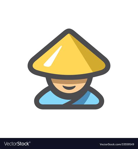 Chinese Man In A Hat Icon Cartoon Royalty Free Vector Image