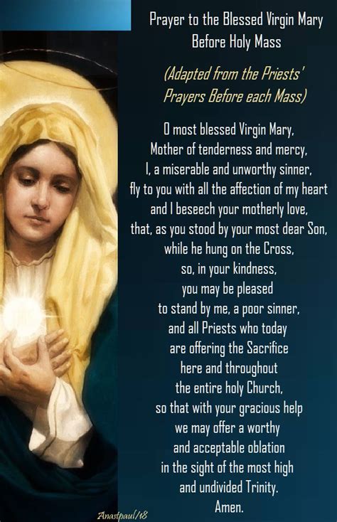 Prayer To The Blessed Virgin Mary Before Holy Mass O Most Blessed